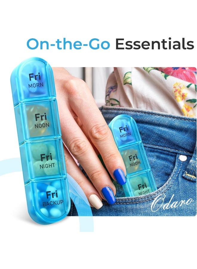 Odaro Weekly Pill Organizer 4 Times a Day, BPA Free Daily Pill Box 7 Day, Large Travel Pill Case with 28 Compartment to Hold Medicine, Vitamin and Supplement - Image 2